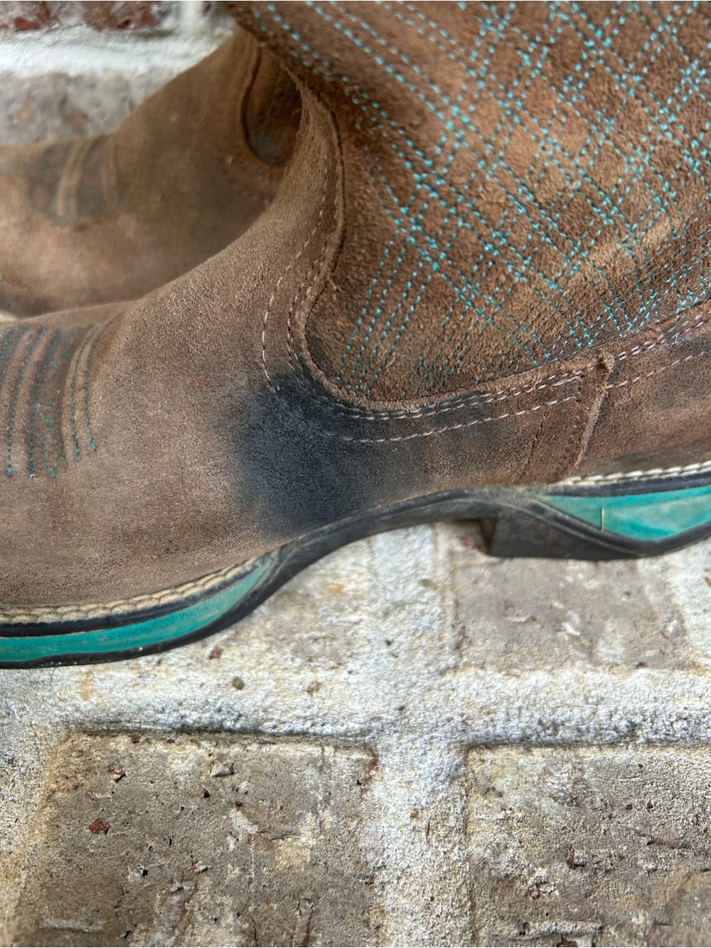 Ariat Boots Womens Size 7.5B Anthem Java Brown Turquoise Western Boots 10027247 - Picture 5 of 8
